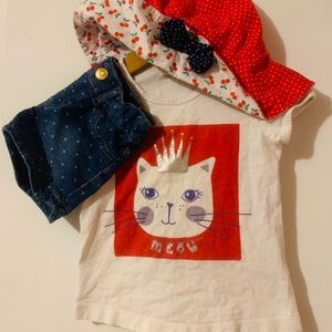3t Girls Summer Outfit shorts hat shirt bundle